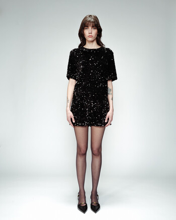 BLACK SEQUIN SHORTS (ORSO) GRACE&MILA