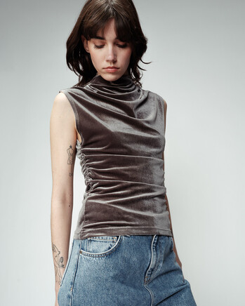 GRAY VELVET BLOUSE (ODESSA) GRACE&MILA