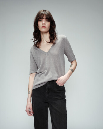 GRAY LUREX BLOUSE (OMALIA) GRACE&MILA