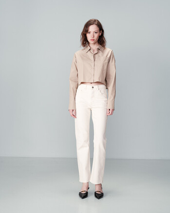 BEIGE CROP SHIRT (NIAMITA) GRACE&MILA