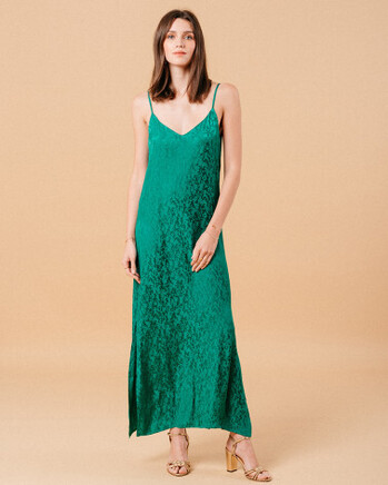 GREEN SATIN DRESS (MICHAELA) GRACE&MILA