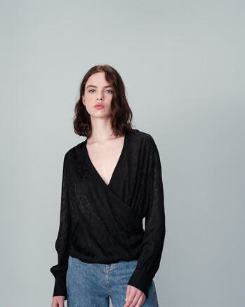 BLACK JACQUARD BLOUSE (NONNA) GRACE&MILA