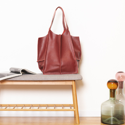 HANDMADE OVERSIZED BORDEAUX LEATHER BAG